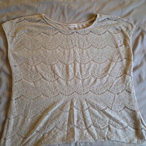 Ivory Lace Sleeveless Knit Top Size XXL/20